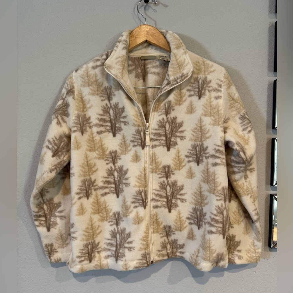 St. John’s Bay Cream Forest Zip Jacket Sz Petite Medium‎